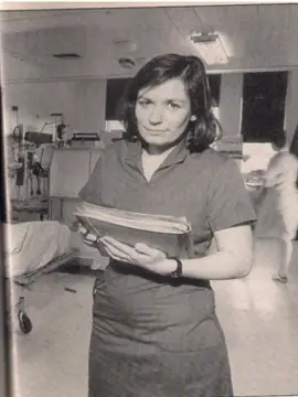 Sheila Adam, interviewed for a newspaper at Middlesex Hospital