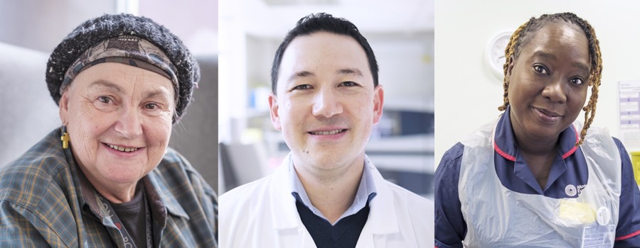 Three people in different pictures