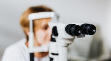 A patient at the eye examination