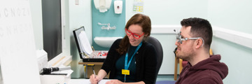 Patient having eye test