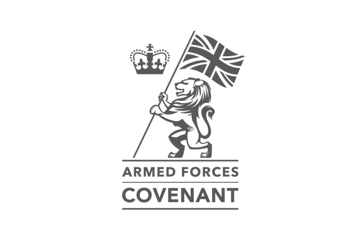 Armed forced covenant logo - lion holding a union jack flag