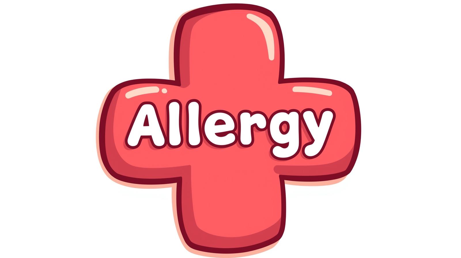 Cartoon Style Close Up Of A Medical Cross With Allergy Written In The Middle Of The Cross