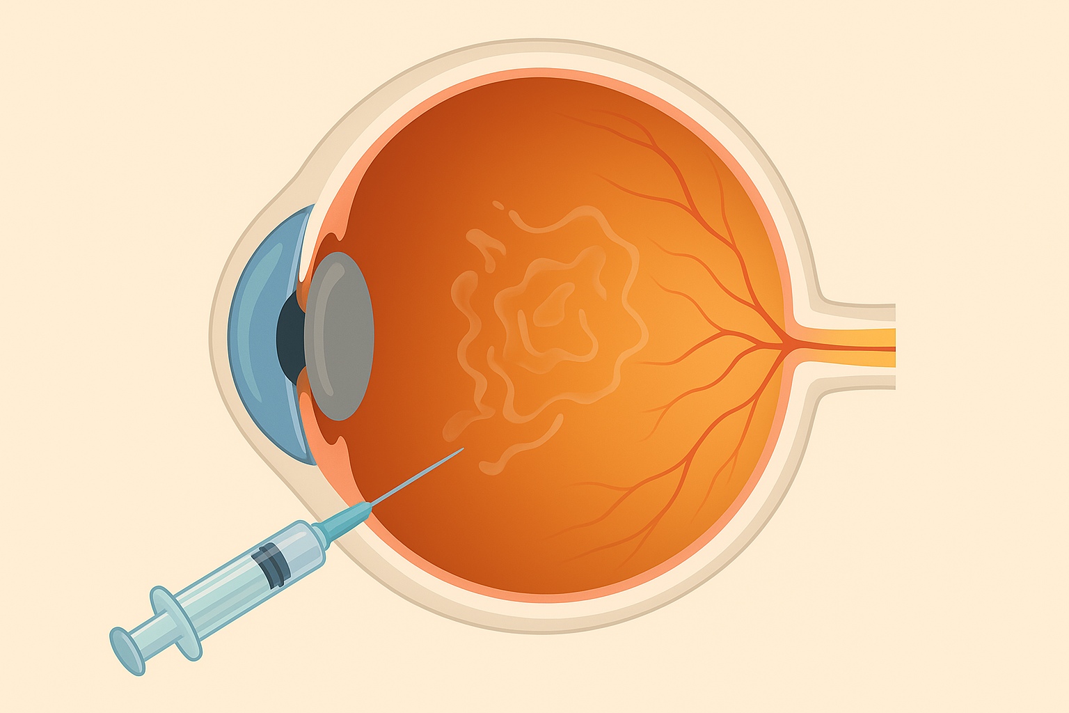 Diagram of an intravitreal Injection To The Sclera, The White Part Of The Eye, To Stem Leaking Blood Vessels