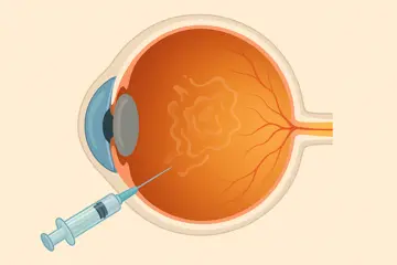 Diagram of an intravitreal Injection To The Sclera, The White Part Of The Eye, To Stem Leaking Blood Vessels