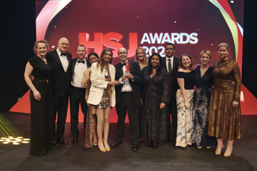 The SPoA team presented with the award at the HSJ Awards 2024 by Sam Roberts, chief executive at NICE and comedian Dara Ó’Briain