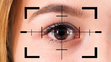 A young woman's eye in focus