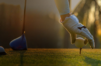 A person playing golf