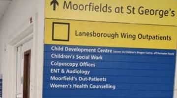 Moorfields at St George's sign