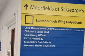 Moorfields at St George's sign