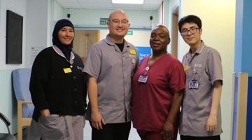 Moorfields team members in the hospital