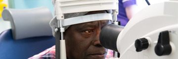 Patient having eye exam