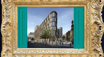 Oriel exterior with gold frame