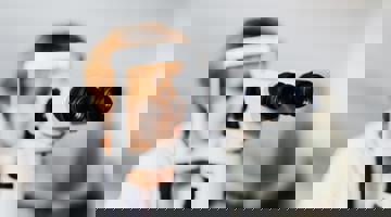 A woman having an eye test